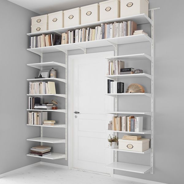 Настенная шина/полки, белый 242x41x199 см IKEA АЛЬГОТ 992.302.38 - схема-чертеж с размерами