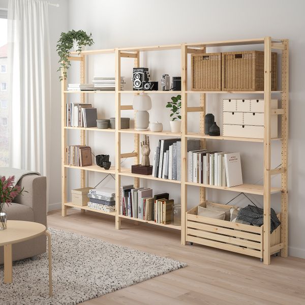 Стеллаж с ящиком, сосна 259x30x179 см IKEA IVAR ИВАР 594.017.60 - схема-чертеж с размерами