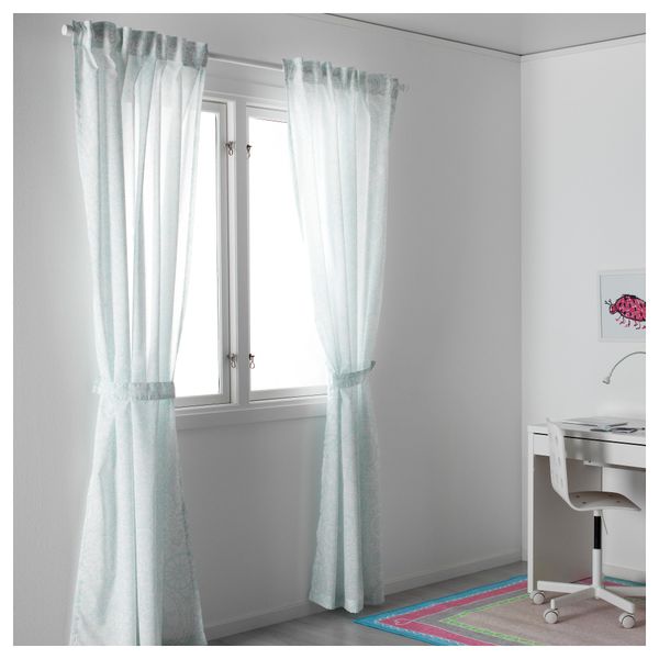 Гардины с прихватом, 1 пара ВЭНСКАПЛИГ, бирюзовый (120x300 см) - фото 3