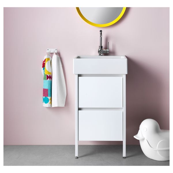 Шкаф для раковины с 2 ящиками ИДДИНГЕН, белый (49x90 см) - схема-чертеж с размерами