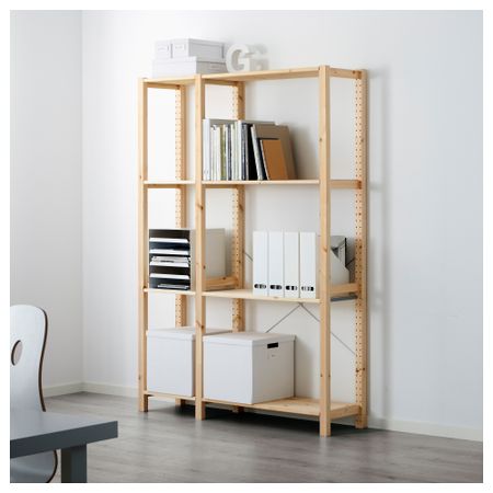 2 секции, полки ИВАР, сосна