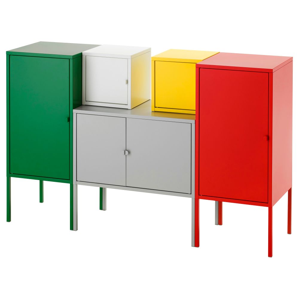 Комбинация для хранения ЛИКСГУЛЬТ, белый/красный, желтый/зеленый/серый (130x82 см) - фото 1