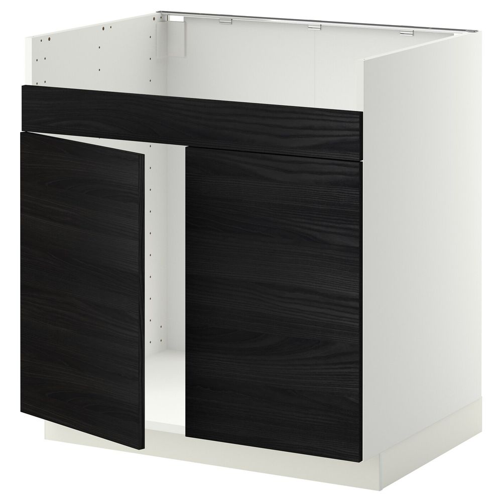 Напольный шкаф для двойной мойки ХАВСЕН, белый, Тингсрид черный 80x60 см IKEA МЕТОД 992.802.85 - схема-чертеж с размерами