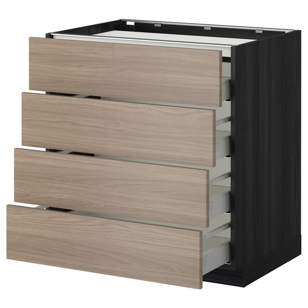 Напольный шкаф, 4 фронтальных панели, 4 ящика МЕТОД / МАКСИМЕРА, черный, Брокхульт светло-серый - фото 1