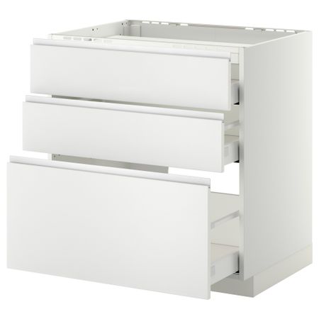 Напольный шкаф, 3 фронтальных панели, 3 ящика МЕТОД / МАКСИМЕРА, белый, Нодста белый
