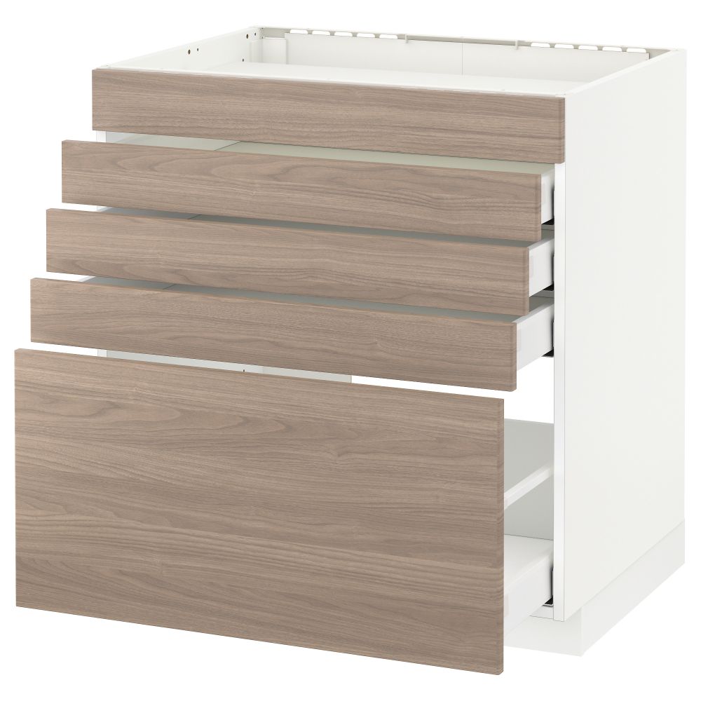 Напольный шкаф для варочной панели, 5 фасадов, 4 ящиков МЕТОД / МАКСИМЕРА, белый, Брокхульт светло-серый - схема-чертеж с размерами