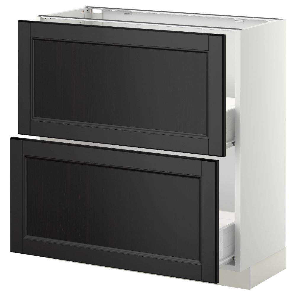 Напольный шкаф с 2 ящиками МЕТОД / ФОРВАРА, белый, Лаксарби черно-коричневый - схема-чертеж с размерами