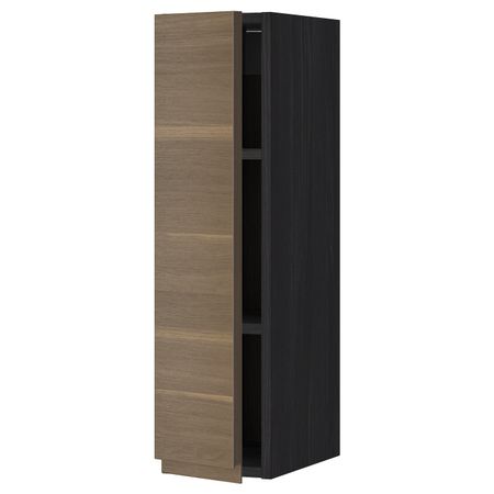 Шкаф навесной с полкой, черный/Воксторп грецкий орех 20x80 см IKEA МЕТОД 792.247.85