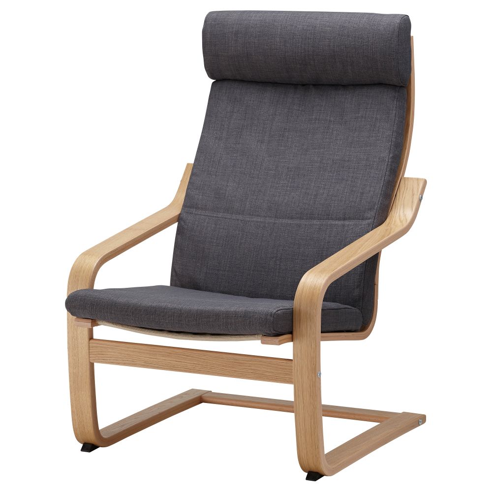 Кресло ПОЭНГ, дубовый шпон, Шифтебу темно-серый - схема-чертеж с размерами