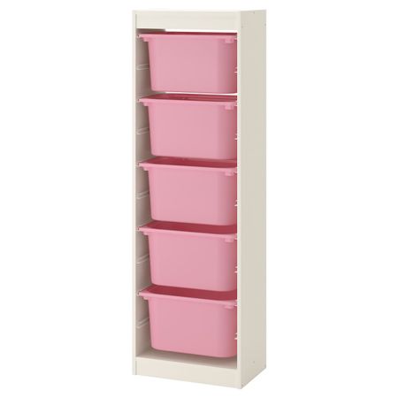 Комбинация для/хранения+контейнеры, белый, розовый 46x30x145 см IKEA ТРУФАСТ 292.222.13