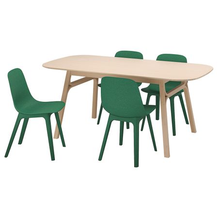 Стол и 4 стула, бамбук/зеленый 180x90 см IKEA VOXLÖV ВОКСЛЁВ / ODGER ОДГЕР 693.886.78