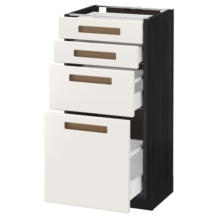 Напольный шкаф 4 фронтальных панели, 4 ящика МЕТОД / МАКСИМЕРА, черный, Мэрста белый