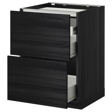 Напольный шкаф, 2 фронтальных панели, 3 ящика МЕТОД / ФОРВАРА, черный, Тингсрид черный