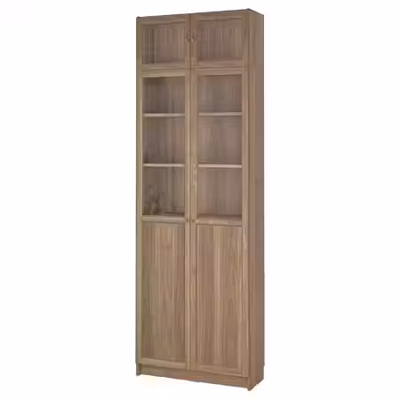 BILLY / OXBERG Стеллаж со стеклянными дверцами - под дуб/прозрачное стекло 80x30x237 см