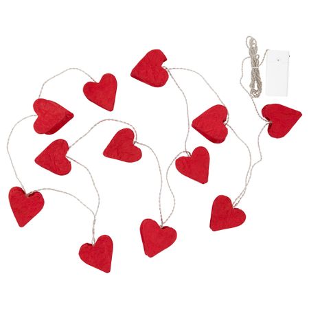 Гирлянда, 12 светодиодов СТРОЛА, с батарейным питанием, сердце красный