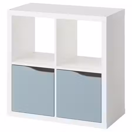 KALLAX Стеллаж - с 2 дверями белый/серо-синий светлый волнистый 77x77 см