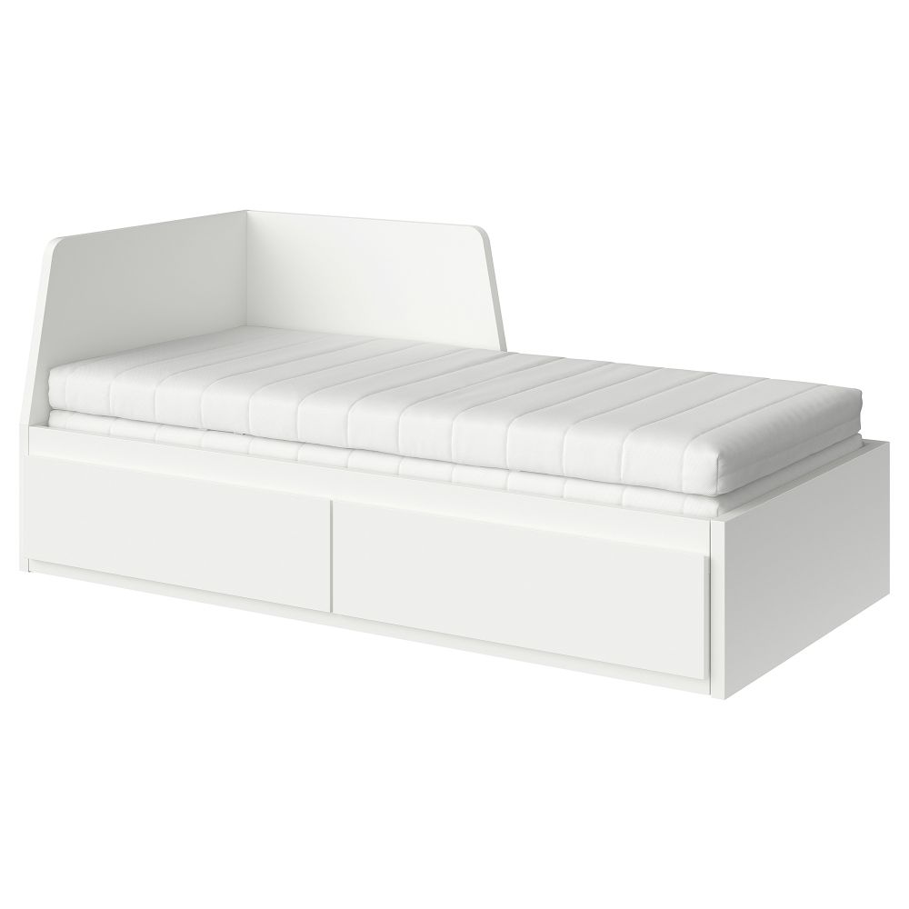 Кушетка с 2 матрасами, 2 ящиками, 80x200 см, белый, Åsvang жесткий IKEA FLEKKE ФЛЕККЕ 694.959.37 - фото 1