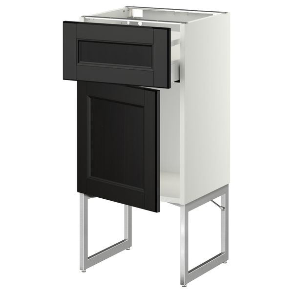 Напольный шкаф с ящиком, дверью МЕТОД / МАКСИМЕРА, белый, Лаксарби черно-коричневый - схема-чертеж с размерами