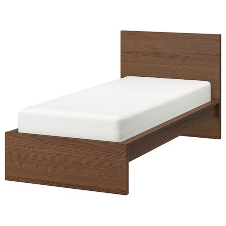 Каркас кровати, коричневая морилка ясеневый шпон/Лонсет 90x200 см IKEA MALM МАЛЬМ 992.278.77