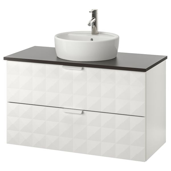 Шкаф п-раковину/столешн45/раковина, Решён белый, антрацит ДАЛЬШЕР смеситель 102x49x74 см IKEA ГОДМОРГОН/ТОЛКЕН / ТОРНВИКЕН - фото 1