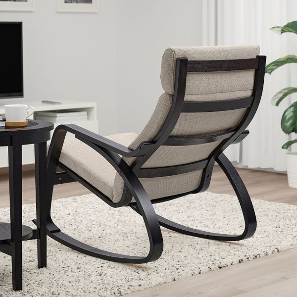 Кресло-качалка, черно-коричневый/Хили бежевый IKEA POÄNG ПОЭНГ 293.194.13 - фото 3