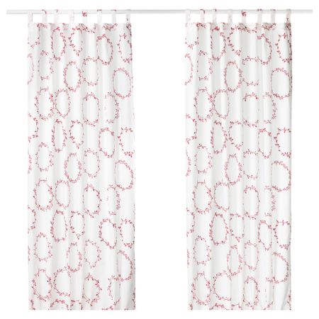 Гардины, 1 пара ВИНТЕР 2016, белый/красный (145x300 см)