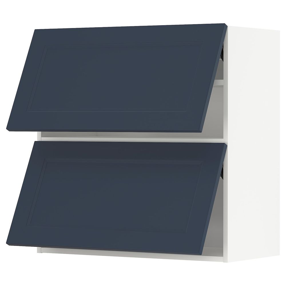 Навесной горизонтальный шкаф/2двери, белый Акстад/матовая поверхность синий 80x80 см IKEA METOD МЕТОД 794.019.95 - фото 1