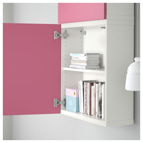 Навесной шкаф с 2 дверями БЕСТО, белый, Лаппвикен розовый (60x20x128 см) - схема-чертеж с размерами