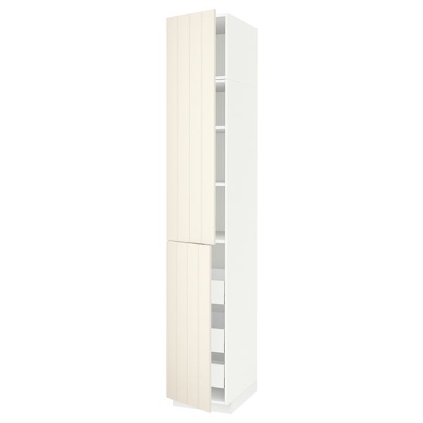 Высокий шкаф + полки, 3 ящика, 2 дверцы МЕТОД / МАКСИМЕРА, белый, Хитарп белый с оттенком - схема-чертеж с размерами