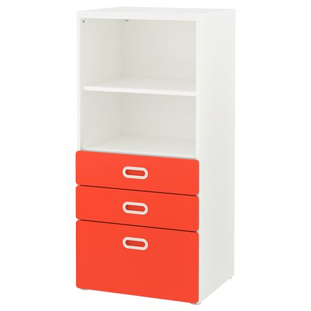 Стеллаж с ящиками, белый, красный 60x50x128 см IKEA STUVA СТУВА / FRITIDS ФРИТИДС 692.526.94
