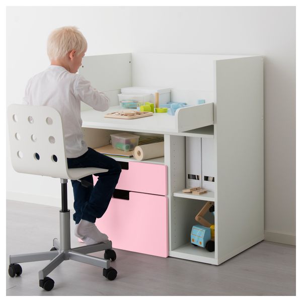 Столик для игр с 2 ящиками СТУВА, белый, розовый (90x79x102 см) - фото 3