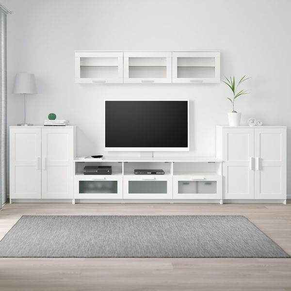 Шкаф для ТВ, комбинация, белый 336x41x190 см IKEA BRIMNES БРИМНЭС 393.978.01 - фото 2