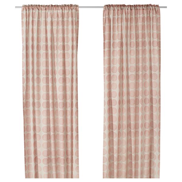 Гардины, 1 пара АННАМЭРТА, бежевый, точечный круги (145x270 см) - фото 1