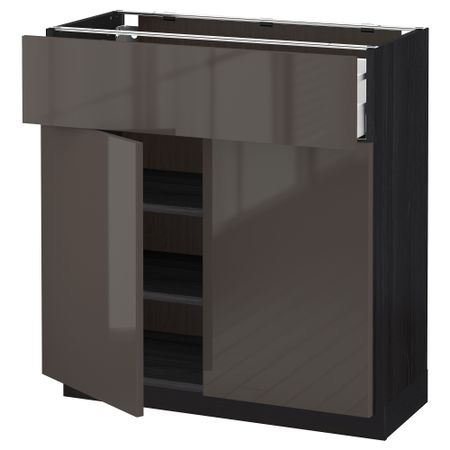 Напольный шкаф + ящик, 2 дверцы МЕТОД / МАКСИМЕРА, черный, Рингульт серый