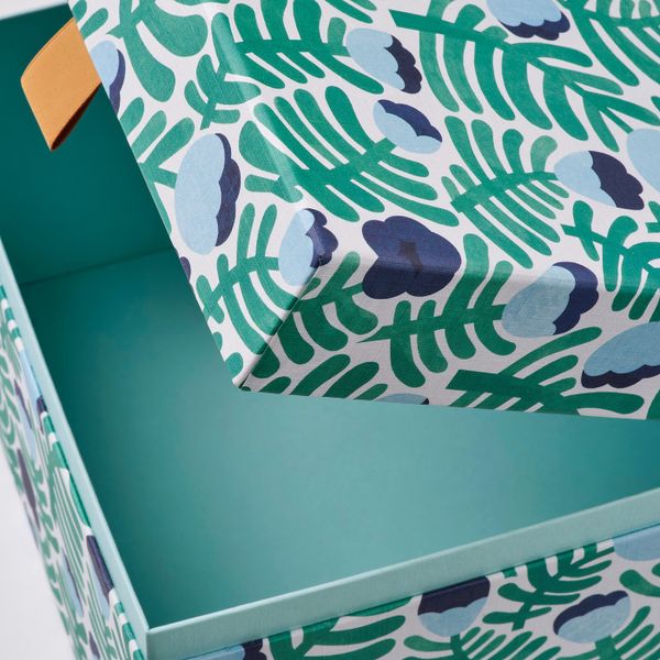 Декоративная коробочка, 2 шт., зеленый, синий/с цветочным орнаментом IKEA LANKMOJ ЛАНКМОЙ 804.680.13 - схема-чертеж с размерами
