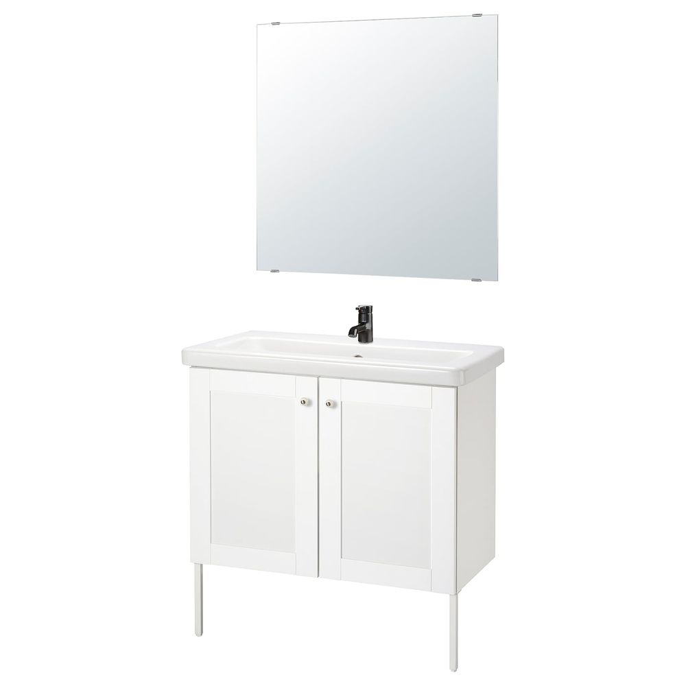 Комплект мебели для ванной,7 предм., Йельсен белый/Сальен смеситель 84x43x88 см IKEA FISKÅN ФИСКОН / TVÄLLEN ТВЭЛЛЕН 394.360.63 - фото 1