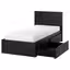 MALM Каркас кровати+2 кроватных ящика - черно-коричневый/Luröy 90x200 см
