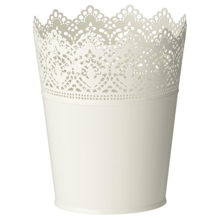 Кашпо СКУРАР, белый с оттенком д/дома/улицы, белый с оттенком (12 см)