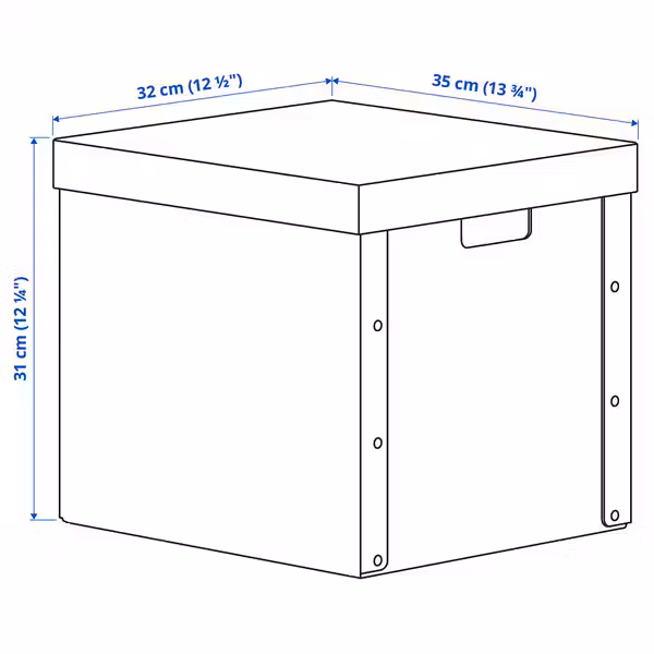 GÄRDESGÅRD ГЭРДЕСГОРД Коробка с крышкой - естественный 32x35x31 см - схема-чертеж с размерами