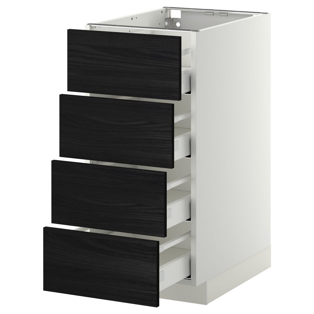 Напольный шкаф 4 фронтальных панели, 4 ящика МЕТОД / МАКСИМЕРА, белый, Тингсрид черный - схема-чертеж с размерами