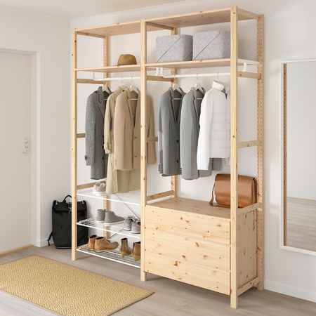 Стеллаж с полками, штангами, комодом 174x50x226 см IKEA IVAR ИВАР 693.149.13