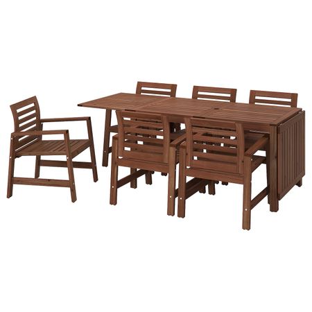 Стол + 6 кресел,д/сада, коричневая морилка IKEA ÄPPLARÖ ЭПЛАРО 792.289.53