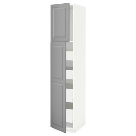 Высокий шкаф, 2 дверцы, 4 ящика, 40x60x200 cm IKEA METOD МЕТОД, MAXIMERA МАКСИМЕРА 294.649.14