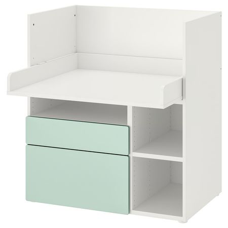 SMÅSTAD Письменный стол - белый светло-зеленый/с 2 ящиками 90x79x100 см