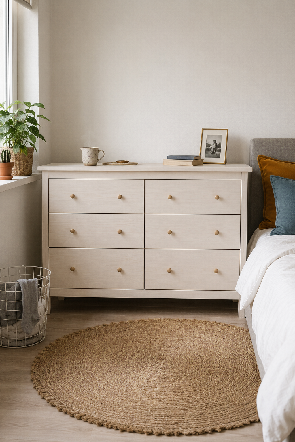 Стандартный IKEA HEMNES комод в белой морилке до обойного хака