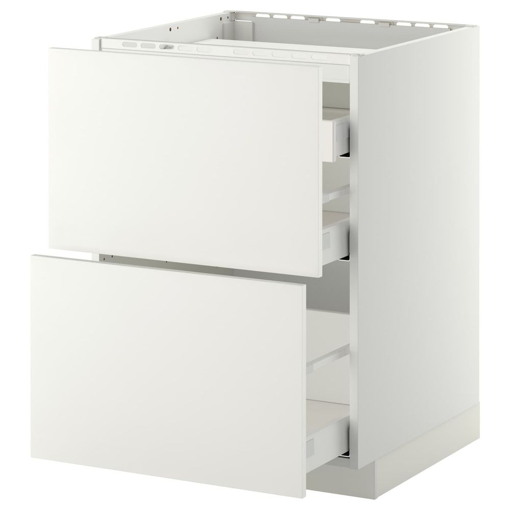 Напольный шкаф, 2 фронтальных панели, 3 ящика, белый/Хэггеби белый 60x60 см IKEA METOD МЕТОД / MAXIMERA МАКСИМЕРА 292.313.97 - схема-чертеж с размерами