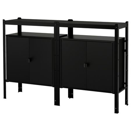 BROR Стеллаж со шкафами - чёрный 170x40x110 см