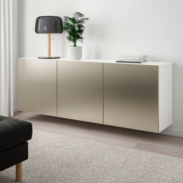 Комбинация настенных шкафов, белый/риксвикен под светлую бронзу 180x42x64 см IKEA BESTÅ БЕСТО 693.017.36 - фото 2