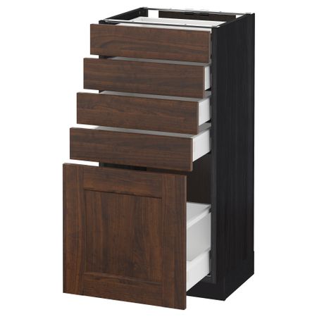 Напольный шкаф с 5 ящиками МЕТОД / МАКСИМЕРА, черный, Эдсерум коричневый