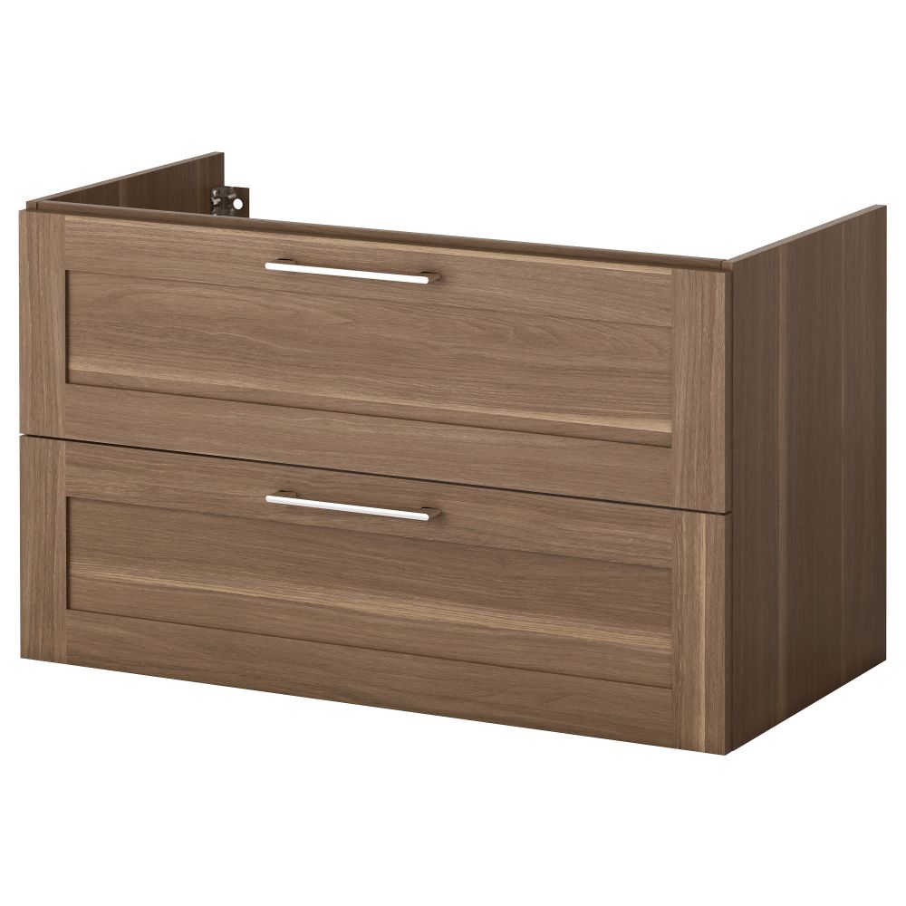 Шкаф для раковины с 2 ящиками ГОДМОРГОН, грецкий орех под грецкий орех - схема-чертеж с размерами